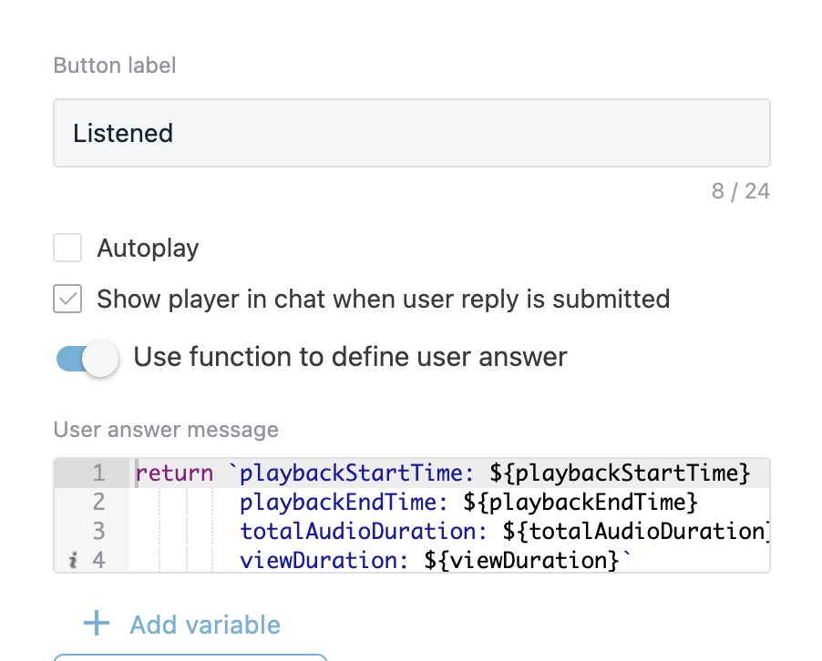 Custom answer step configuration