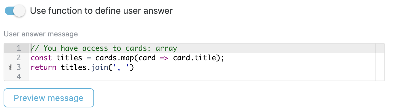 Custom answer step configuration