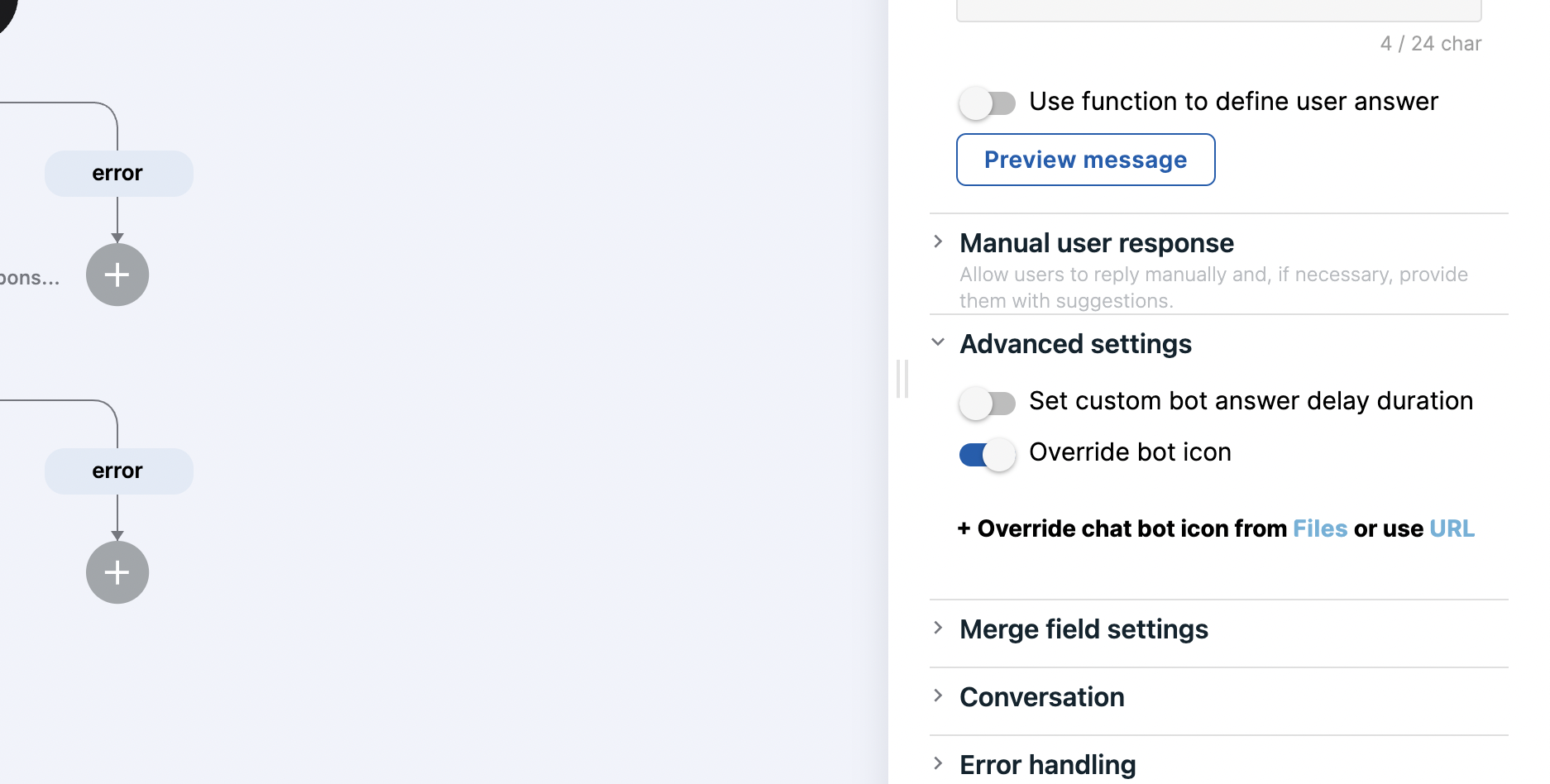 Step configuration preview